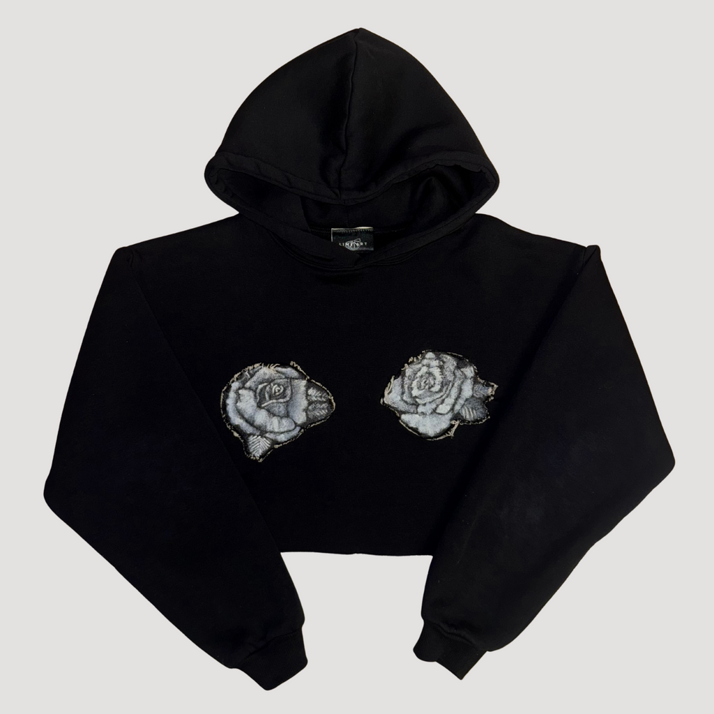 Felpa Crop Rose Bianche