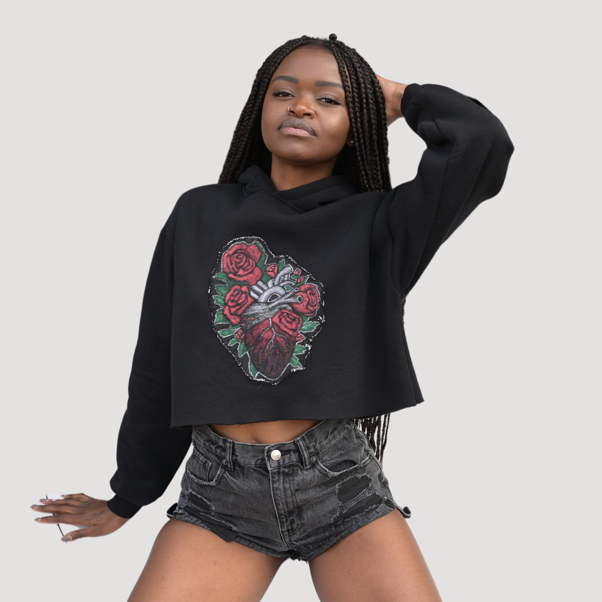Felpa Crop Rosa del Cuore