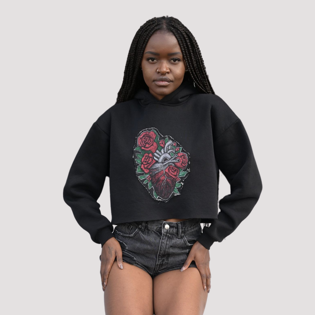 Felpa Crop Rosa del Cuore