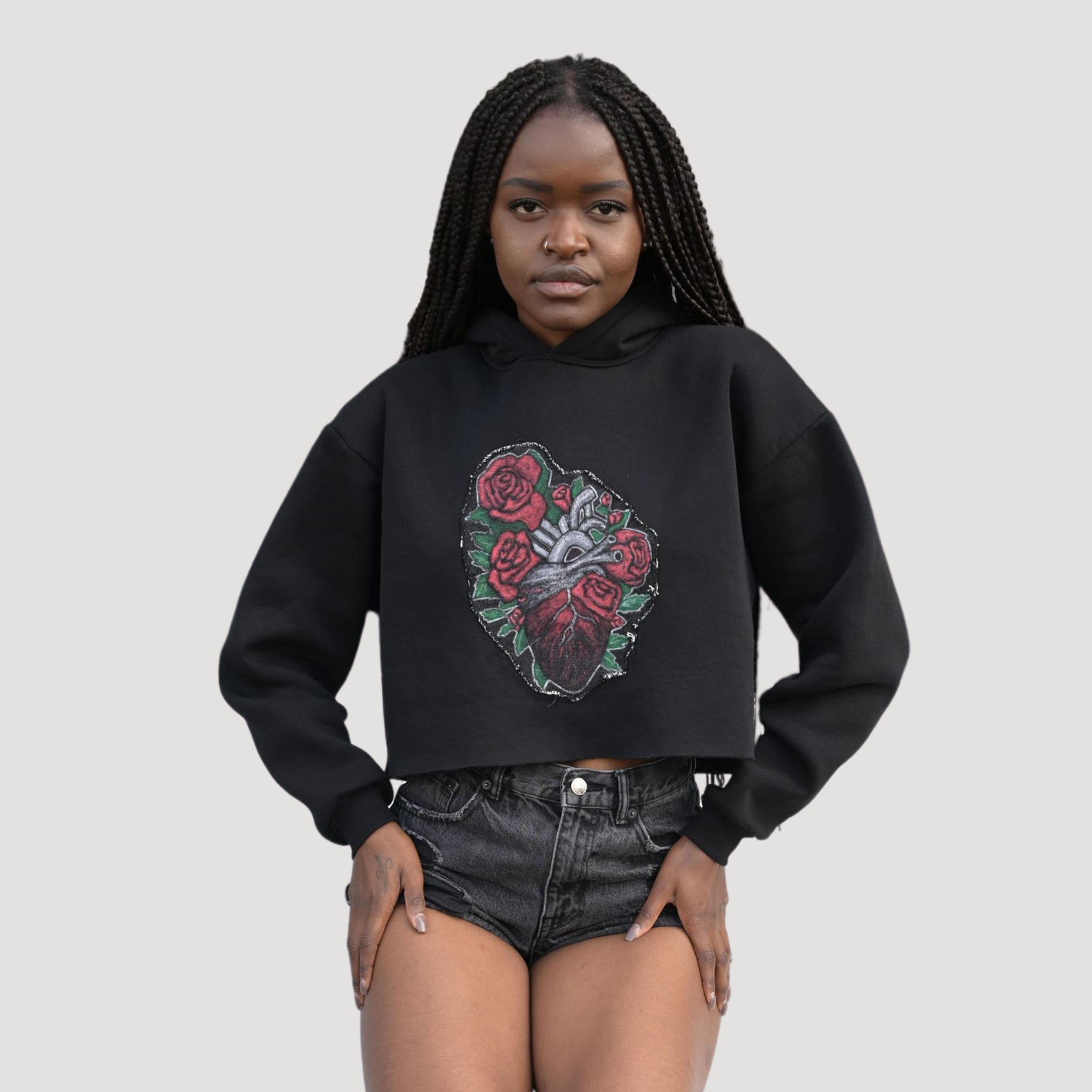 Felpa Crop Rosa del Cuore